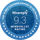 Nicereply 9.3 Rating Award for Mindvalley