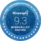 Nicereply 9.3 Rating Award for Mindvalley